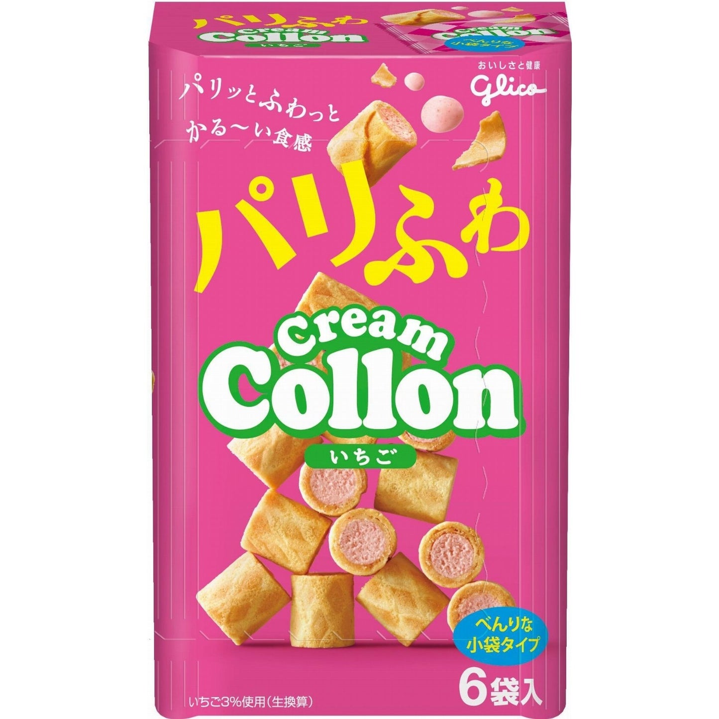 [Glico][Cream Collon Strawberry][6 Bags]