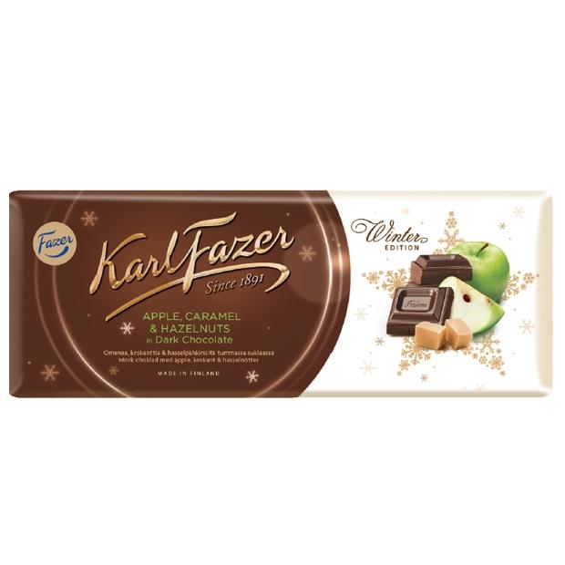 [Karl Fazer][200g Bar][Dark Chocolate with Apple, Caramel and Hazelnut]