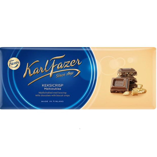 [Karl Fazer][195g Bar][Milk Chocolate with Biscuit Crisps]