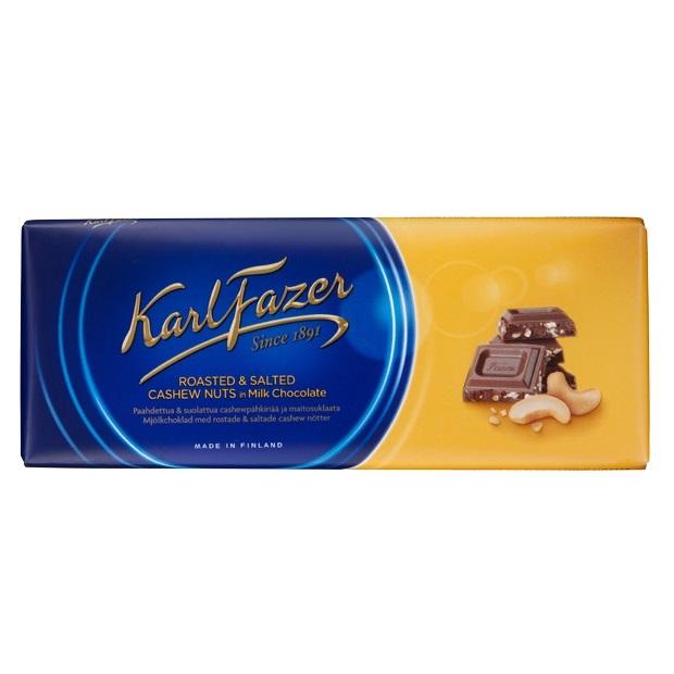 [Karl Fazer][200g Bar][Milk Chocolate with Roasted and Salted Cashew Nuts]