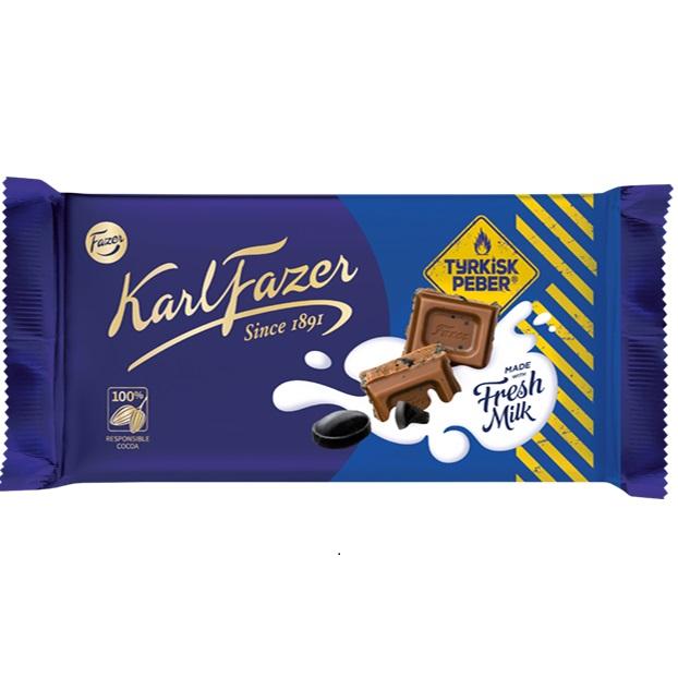 [Karl Fazer][145g Bar][Milk Chocolate with Salty Liquorice Candy]