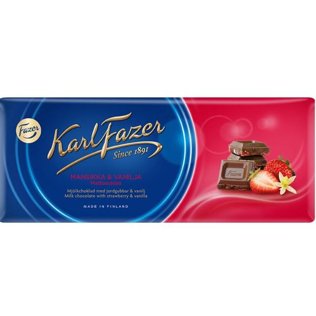 [Karl Fazer][190g Bar][Milk Chocolate with Strawberry and Vanilla]