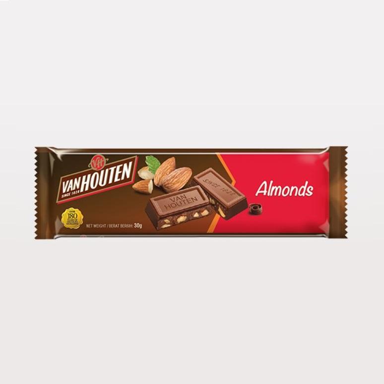 [Van Houten][30g Bar][Milk Chocolate Flavoured Confectionery with Almonds]