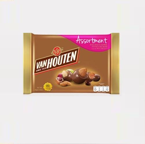 [Van Houten][80g][Roasted Almonds, Hazelnuts and Rasins Coated with Milk Chocolate]